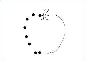 Printable dot-to-dot worksheet of an apple that teachers learned to make on their computers