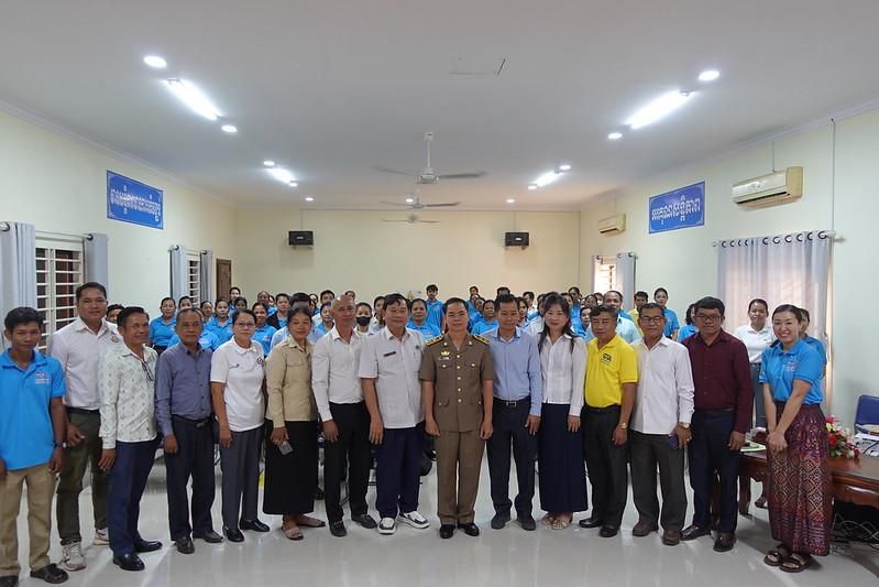 Education officers, principals and teachers gather for a group photo at the project annual meeting in Pursat