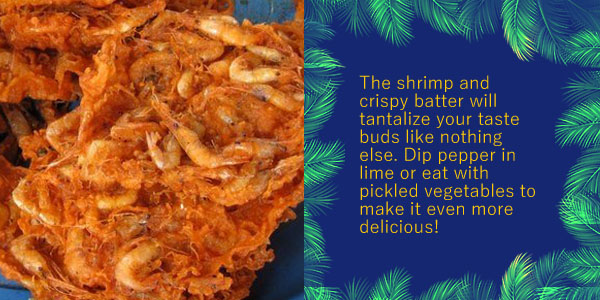 Crispy fried shrimp, the Khmer food of the month Kompu Chien, with a note on how to enjoy it