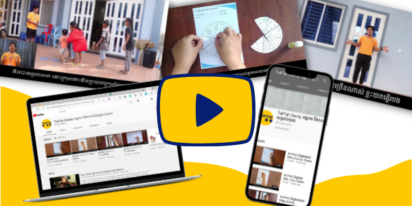 TukTuk YouTube channel shown on a laptop and phone, with video thumbnails of activities and worksheets
