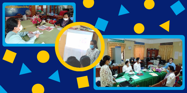Collage: TukTuk staff present the CLIP2 project plan to education officers at meetings in Pursat