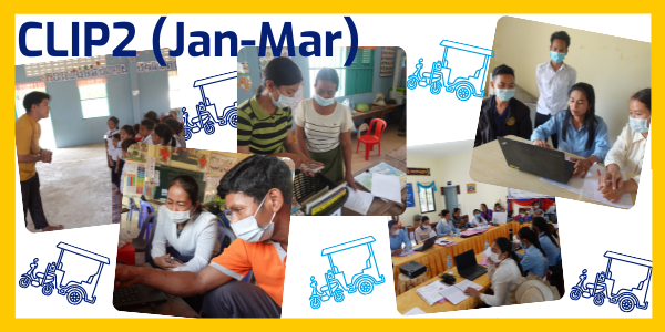 CLIP2 January to March collage: teachers work at laptops and children study in classrooms