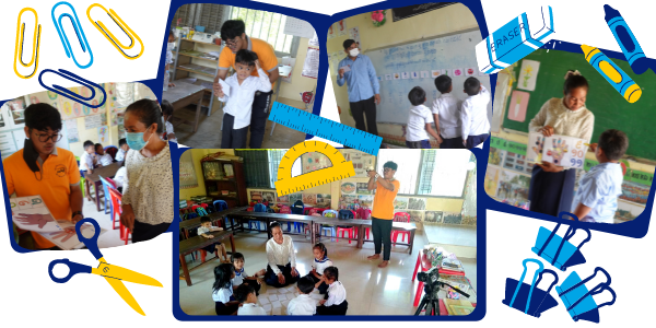 Collage: teachers lead games and activities with children as TukTuk prepares for the second workshop