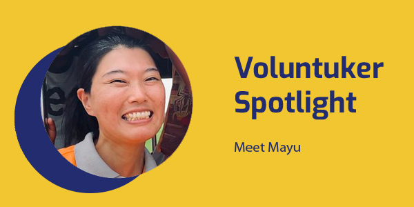 Voluntuker Spotlight banner with a smiling portrait of TukTuk staff adviser Mayu