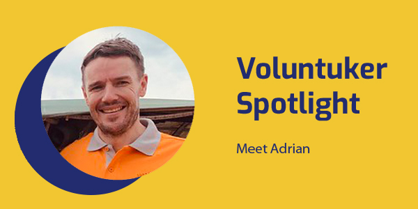 Voluntuker Spotlight banner with a smiling portrait of TukTuk director Adrian