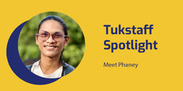 Tukstaff Spotlight banner with a smiling portrait of TukTuk musician Phan Ey