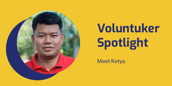 Voluntuker Spotlight banner with a portrait of Ketya, a member of the Rotary Club of Pursat