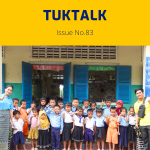 TukTalk issue 83 cover: a teacher and a class of preschool children pose together outside a school building
