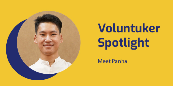 Portrait of Panha, co-founder of REAN AAN, with the title Voluntuker Spotlight: Meet Panha