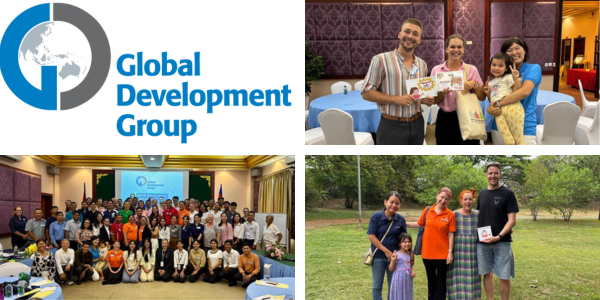 Collage: Global Development Group logo and photos of NGO staff and visitors at the annual Networking Conference