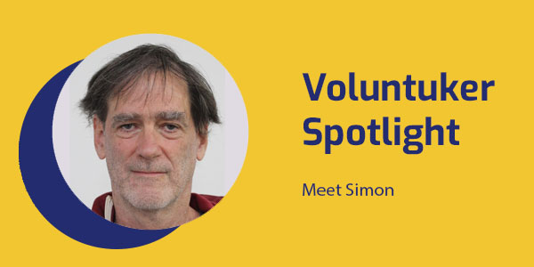 Portrait of Simon, an Australian volunteer, with the title Voluntuker Spotlight: Meet Simon