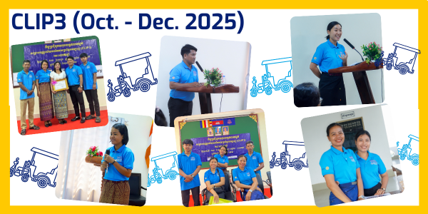 Collage titled CLIP3 (Oct. - Dec. 2025): TukTuk staff speak at a podium and pose with certificates and banners